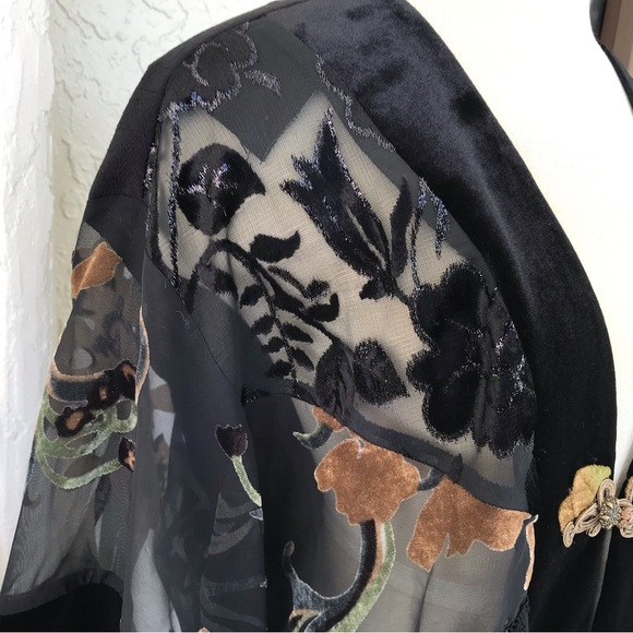 ✨Spencer Alexis Vintage Kimono Jacket/Top With Velveteen Trim, SzS - Picture 4 of 11
